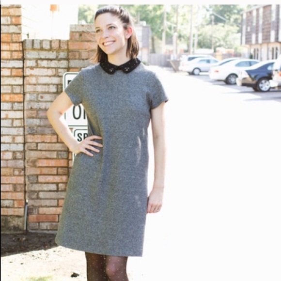 EUC Loft Peter Pan Collar Bejeweled Gems Dress - Picture 1 of 8